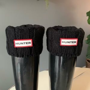 Hunter Boot Socks Black Cable Knitted Cuff Short Boot Socks